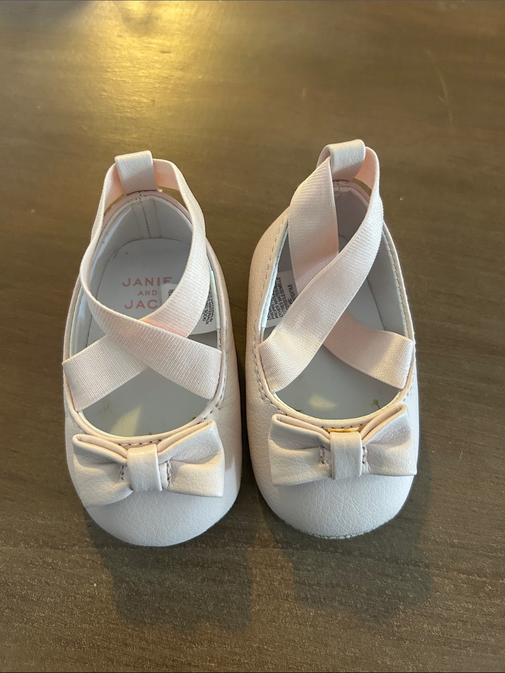 Janie and Jack Light Pink Ballet-Style Baby Shoes with Bow